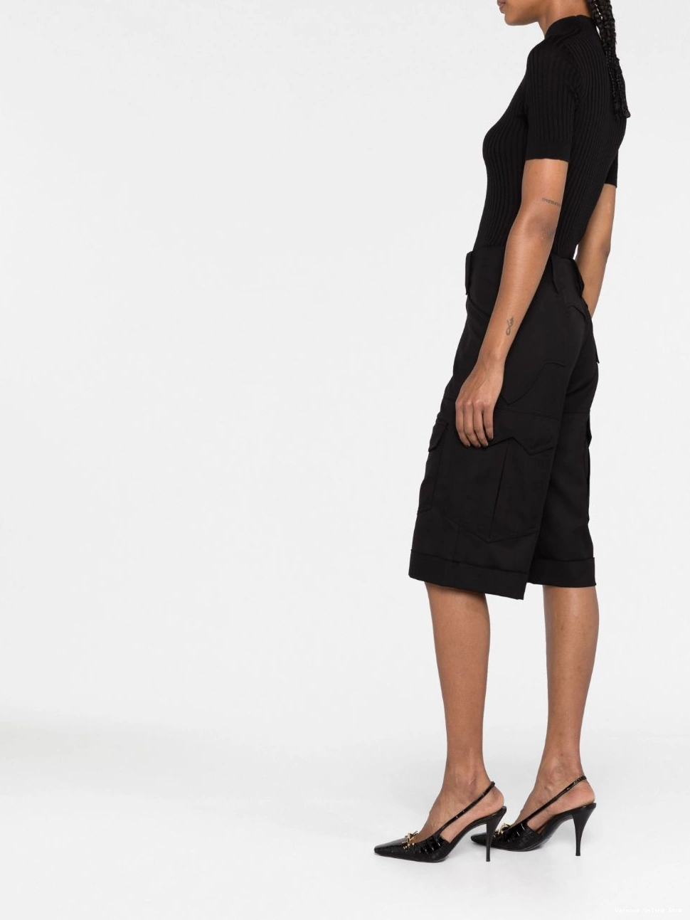Affordable Versace ribbed-knit top Women short-sleeve 0521